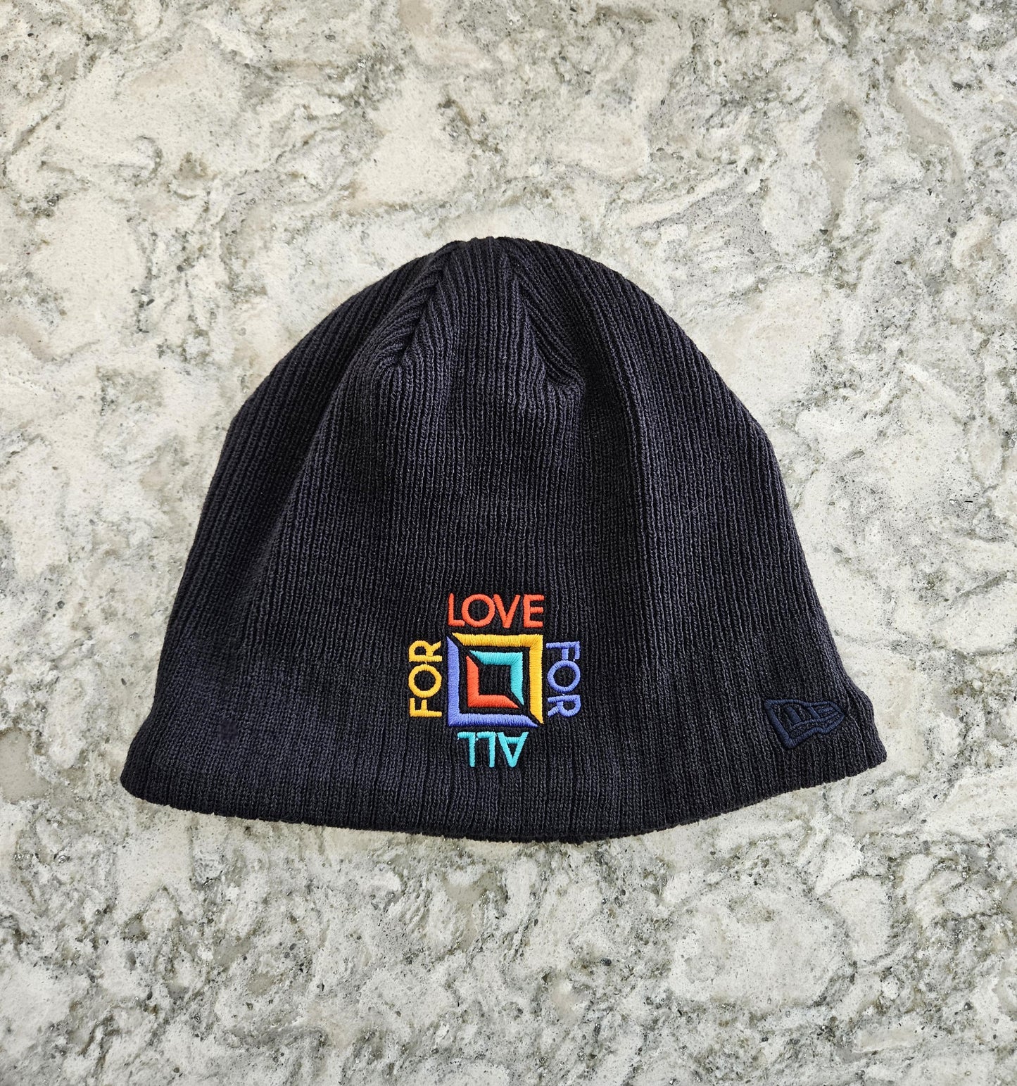 Black Beanie with 4 Color Logo Embroidery, No Cuff (Preorder)