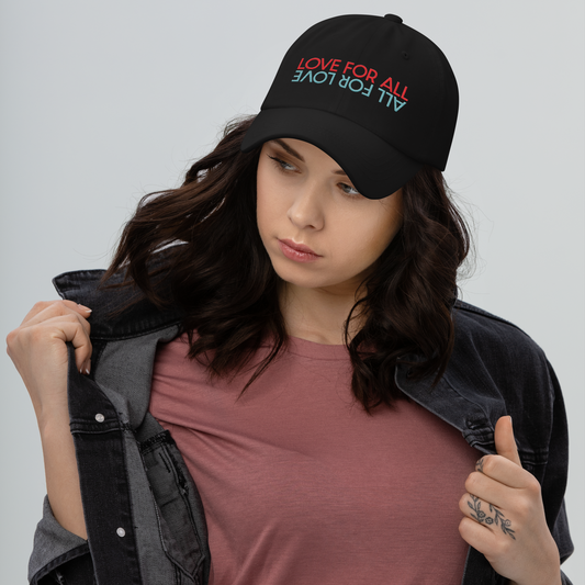 Love For All Red/Aqua Embroidered Dad hat