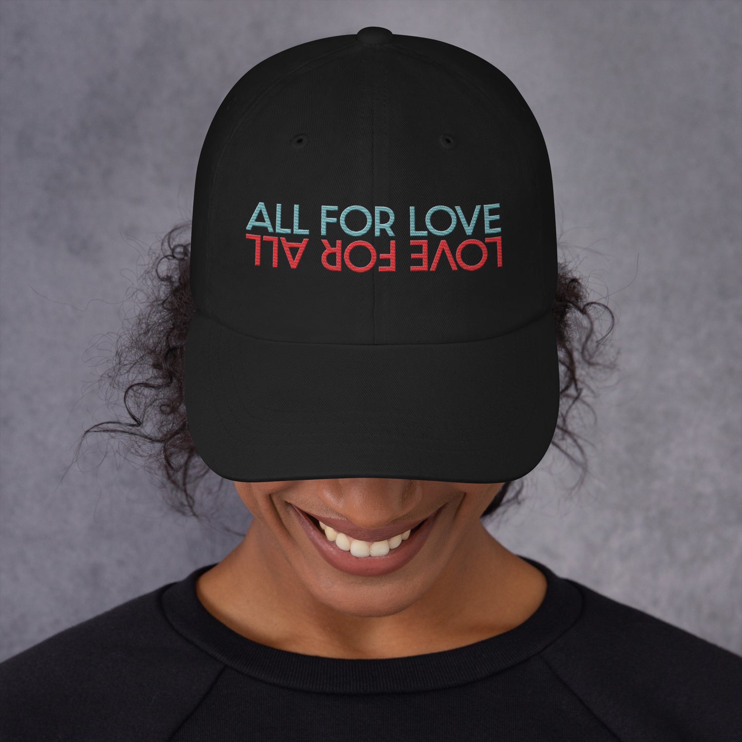 All For Love Red/Aqua Embroidered Dad hat