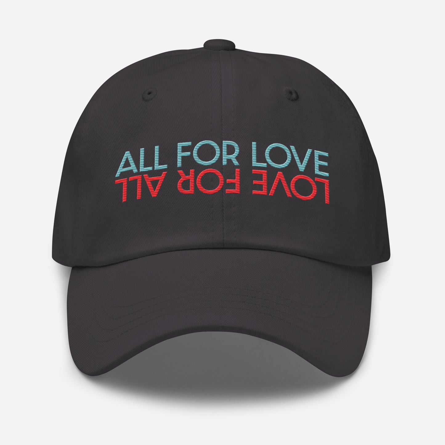 All For Love Red/Aqua Embroidered Dad hat