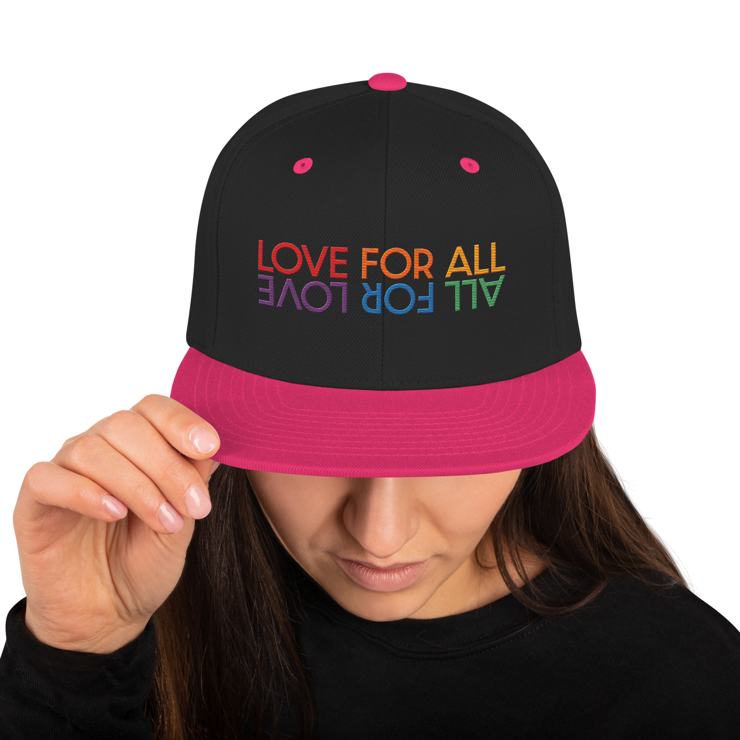 Love For All Rainbow Embroidered Snapback Hat