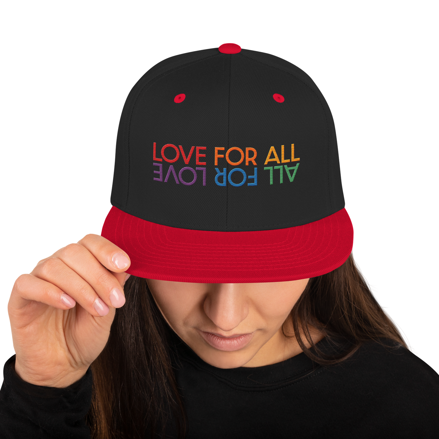 Love For All Rainbow Embroidered Snapback Hat