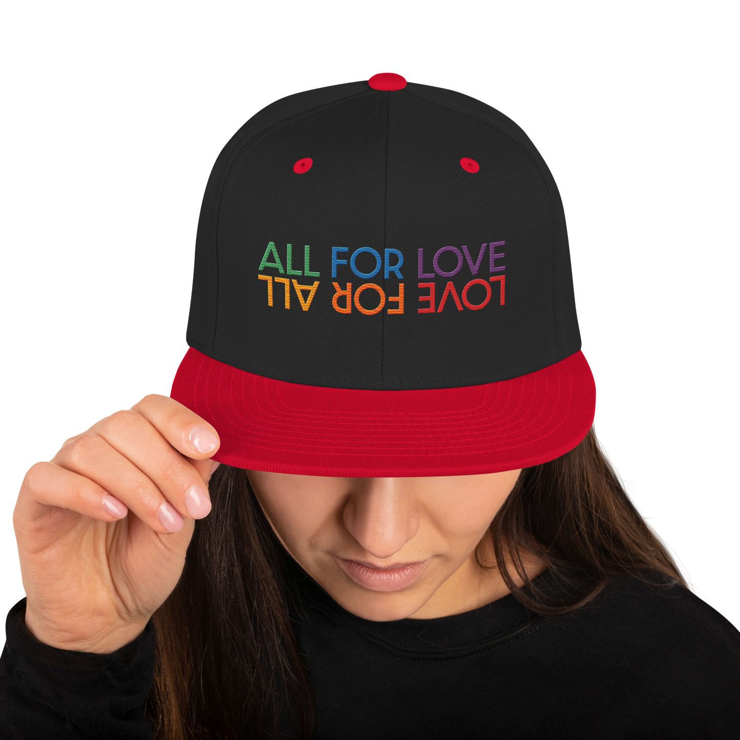 All For Love Rainbow Embroidered Snapback Hat