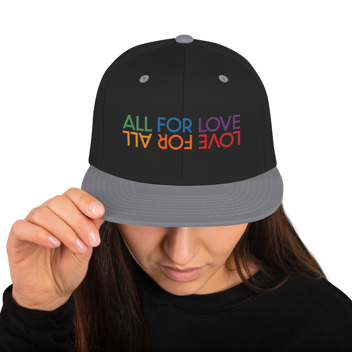 All For Love Rainbow Embroidered Snapback Hat