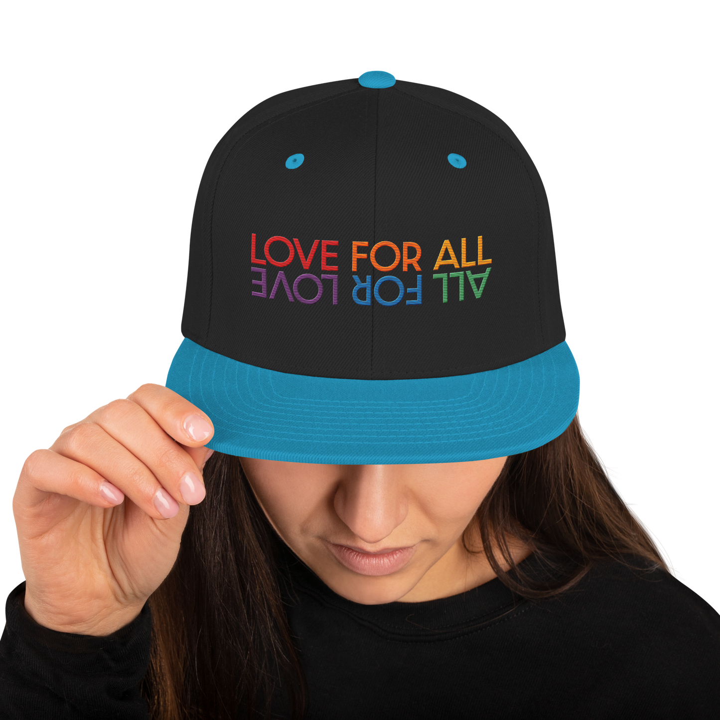 Love For All Rainbow Embroidered Snapback Hat