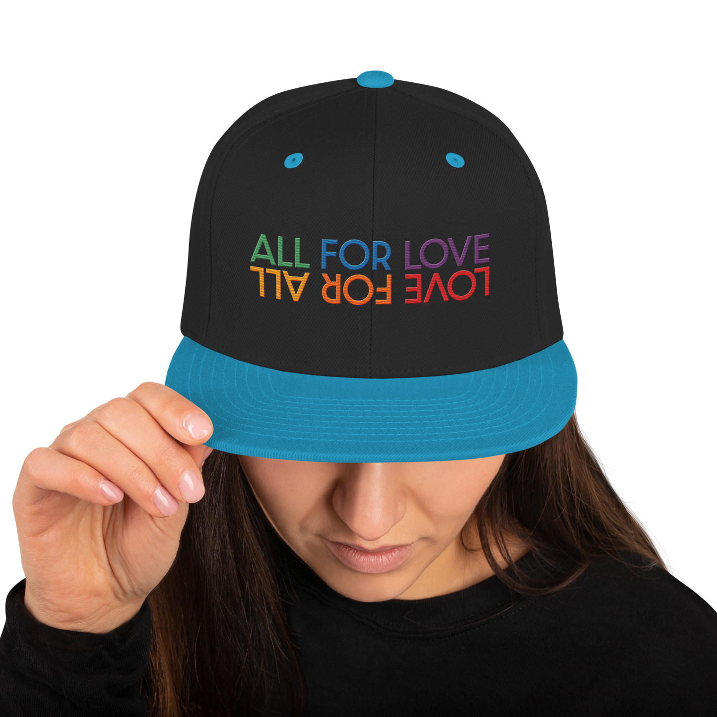 All For Love Rainbow Embroidered Snapback Hat