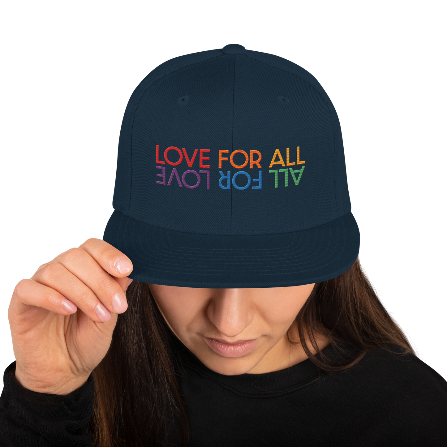 Love For All Rainbow Embroidered Snapback Hat