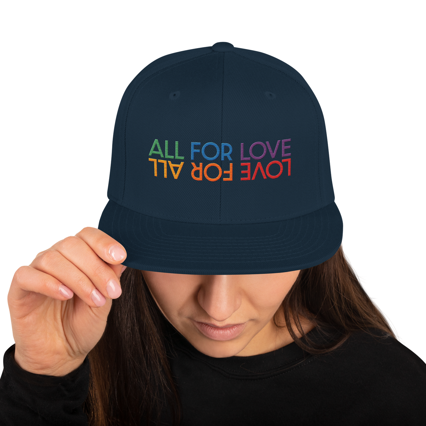 All For Love Rainbow Embroidered Snapback Hat