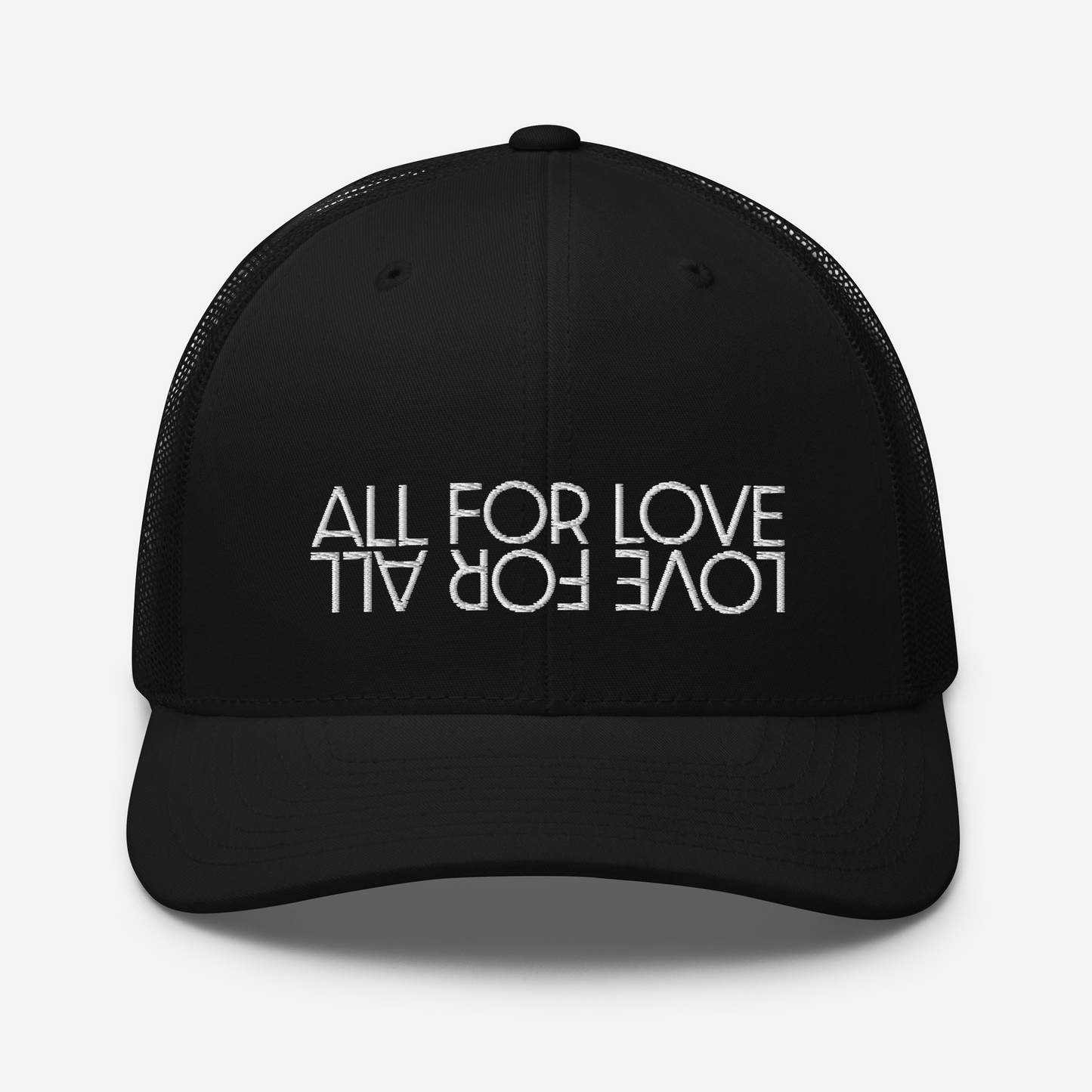 All For Love White Embroidered Trucker Cap