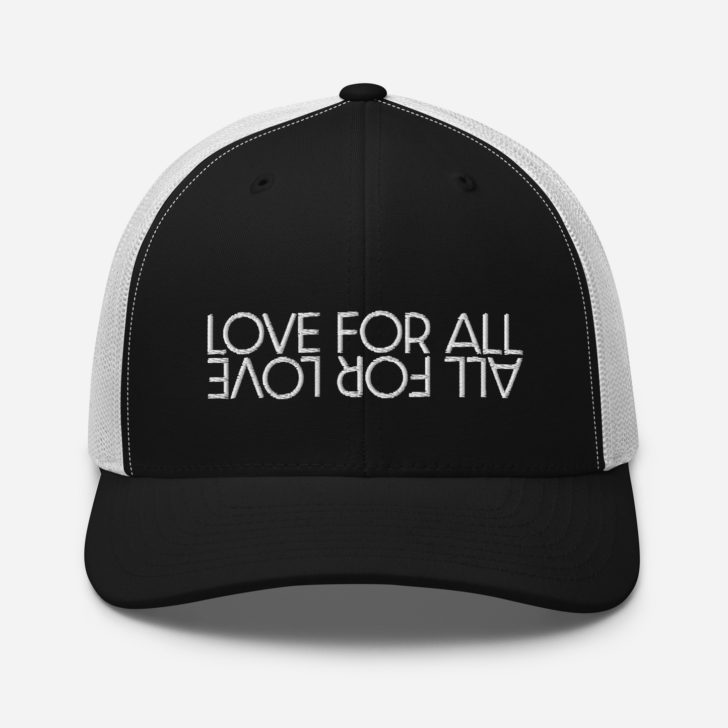 Love For All White Embroidered Trucker Cap