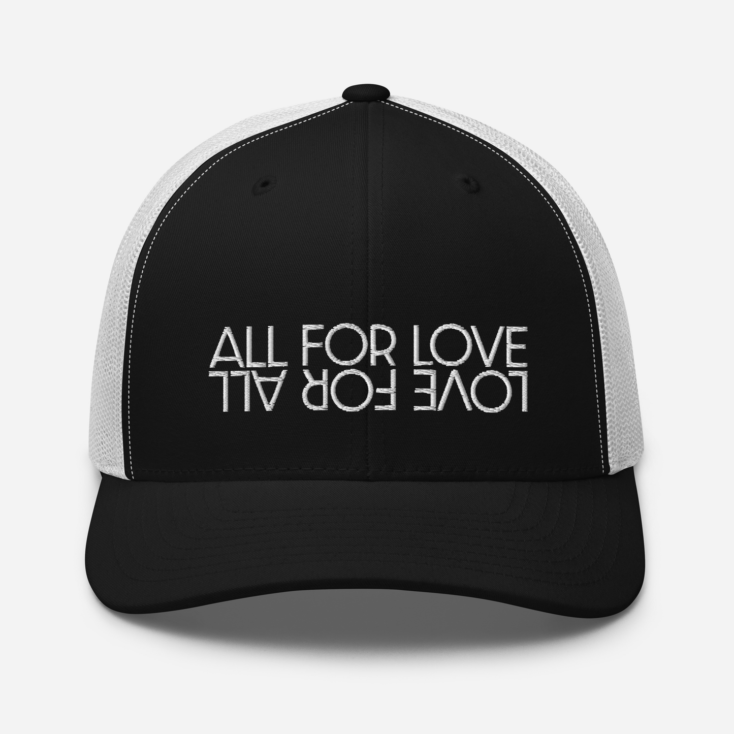 All For Love White Embroidered Trucker Cap