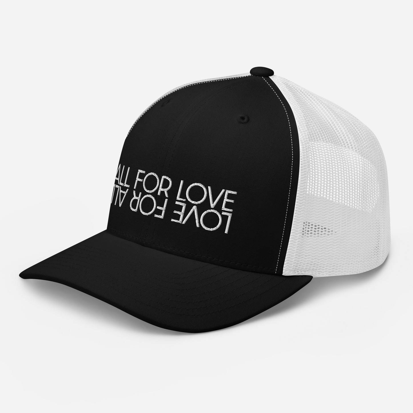 All For Love White Embroidered Trucker Cap