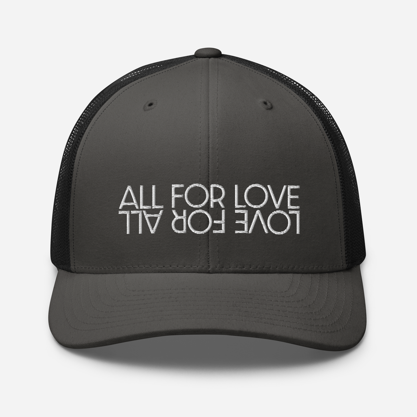 All For Love White Embroidered Trucker Cap