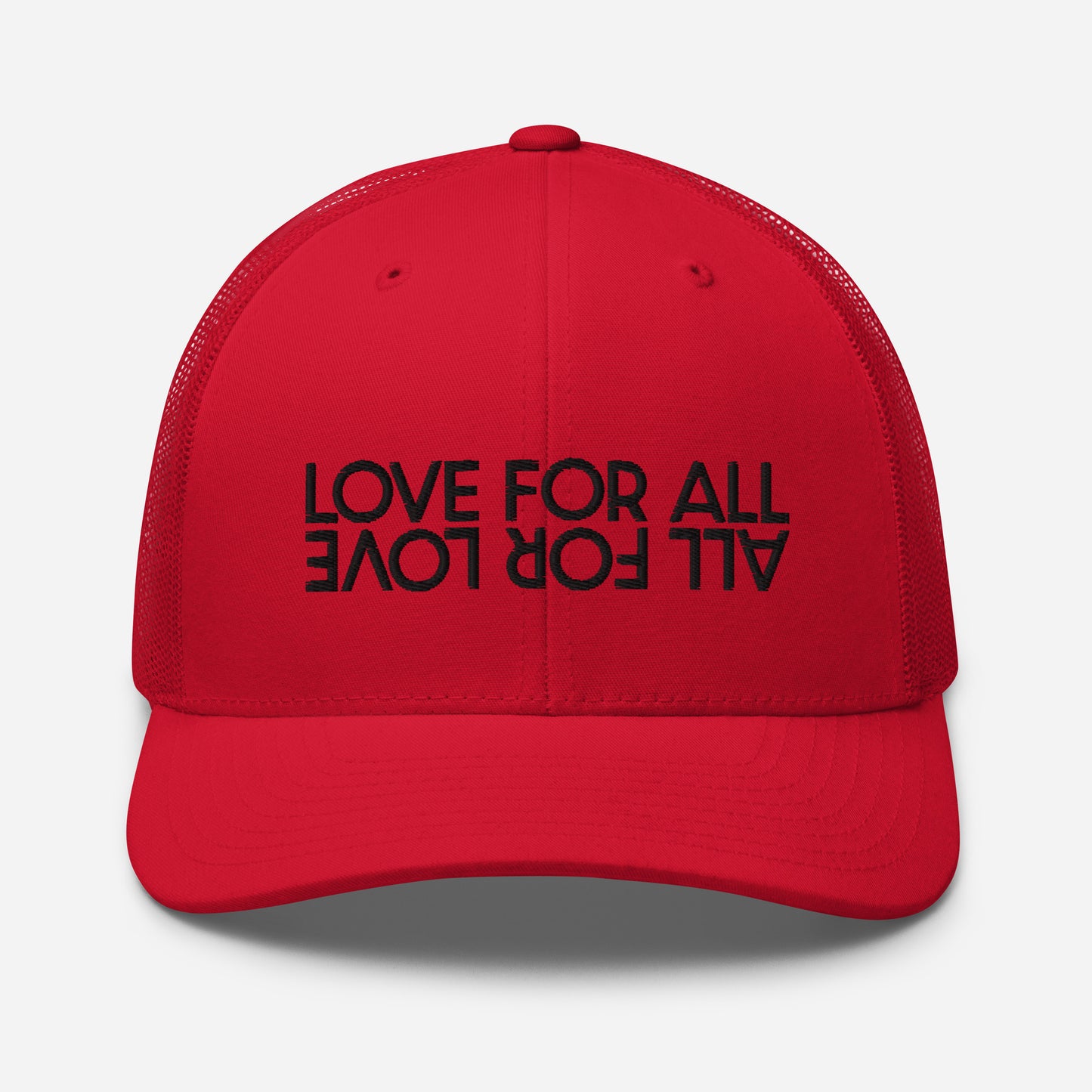 Love For All Puffy Black Embroidered Trucker Cap